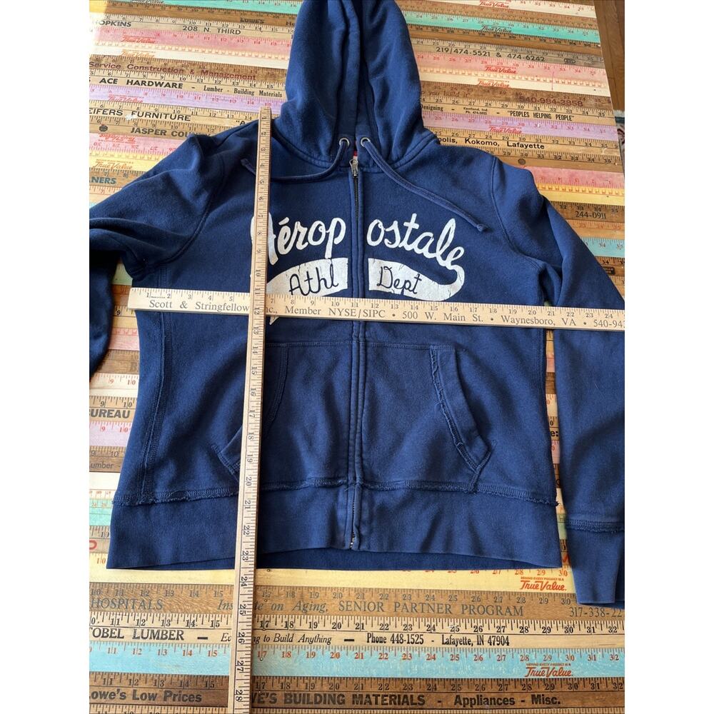 Aeropostale Hoodie XXL Sweatshirt Blue Womens Full Zip Spellout Glitter Y2K 90s - Picture 8 of 9